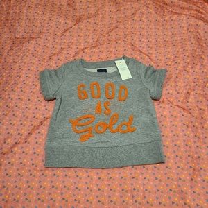 Nwt - Size 6-12 Mos. Baby Gap Good as Gold Crew Neck Short Sleeve Sweatshirt
